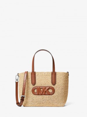 Michael Kors Eliza Extra-Small Empire Logo Straw Beżowe | SN-MK26818