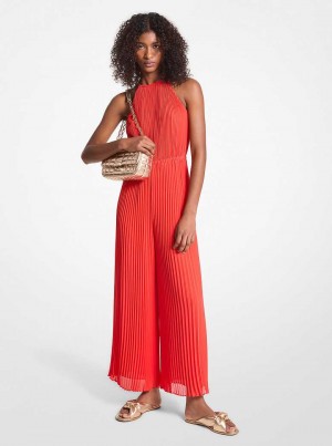 Michael Kors Embellished Georgette Halter Koralowe | SN-MK26772