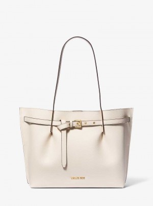 Michael Kors Emilia Large Pebbled Leather Kremowe | SN-MK26874