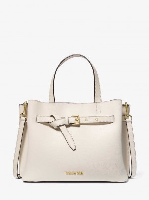 Michael Kors Emilia Large Pebbled Leather Kremowe | SN-MK26875