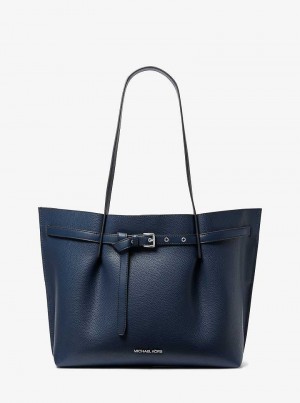Michael Kors Emilia Large Pebbled Leather Granatowe | SN-MK26876