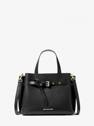 Michael Kors Emilia Small Pebbled Leather Czarne | SN-MK27366