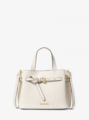 Michael Kors Emilia Small Pebbled Leather Kremowe | SN-MK27367