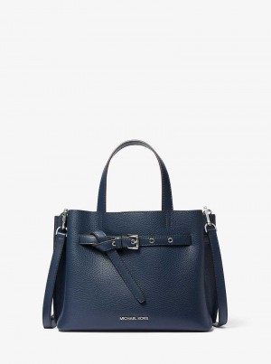 Michael Kors Emilia Small Pebbled Leather Granatowe | SN-MK27389