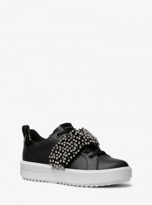 Michael Kors Emmett Embellished Leather Czarne | SN-MK27446