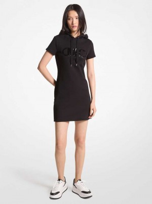 Michael Kors Empire Logo Organic Cotton Terry Czarne | SN-MK26719