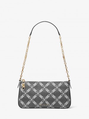 Michael Kors Empire Medium Chain-Link Czarne Białe | SN-MK26976