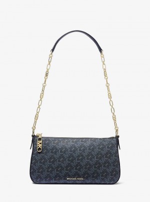Michael Kors Empire Medium Chain-Link Granatowe | SN-MK27145