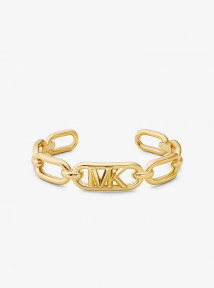 Michael Kors Empire Precious Metal-Plated Brass Chain-Link Cuff Złote | SN-MK27718