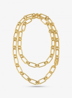 Michael Kors Empire Precious Metal-Plated Brass Double Chain-Link Złote | SN-MK27813