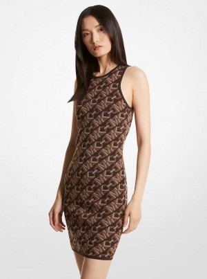 Michael Kors Empire Signature Logo Jacquard Tank Czekolada | SN-MK26706