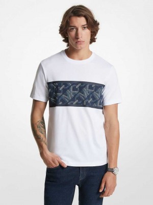Michael Kors Empire Signature Logo Stripe Cotton Białe | SN-MK27992
