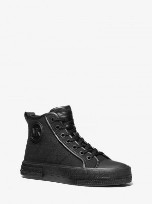 Michael Kors Evy Canvas High-Top Czarne | SN-MK27460