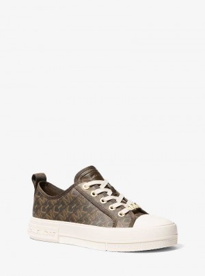 Michael Kors Evy Empire Signature Logo Brązowe | SN-MK27420