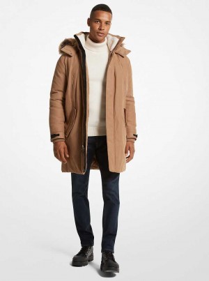 Michael Kors Faux Fur Trim Ciemny Brązowe | SN-MK28101