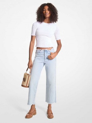 Michael Kors Frayed Denim Cropped Niebieskie Niebieskie | SN-MK26557