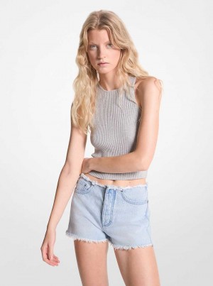 Michael Kors Frayed Denim Niebieskie Niebieskie | SN-MK26540