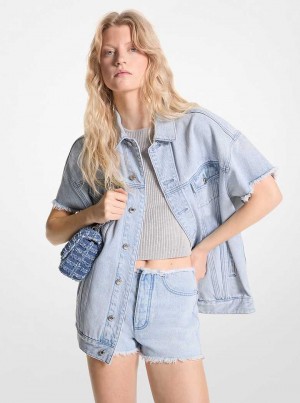 Michael Kors Frayed Denim Niebieskie Niebieskie | SN-MK26579