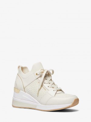 Michael Kors Georgie Textured Knit and Leather Kremowe | SN-MK27425