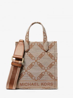 Michael Kors Gigi Extra-Small Empire Logo Jacquard Beżowe | SN-MK27362