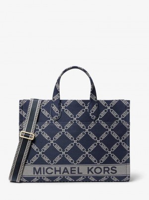 Michael Kors Gigi Large Empire Logo Jacquard Granatowe Kolorowe | SN-MK26799