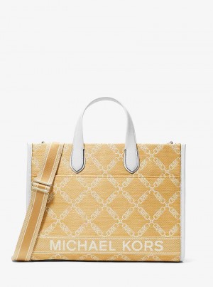 Michael Kors Gigi Large Empire Logo Jacquard Straw Kolorowe | SN-MK26807