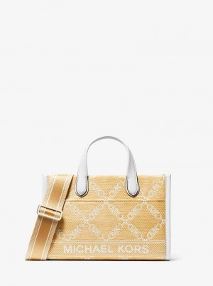 Michael Kors Gigi Small Empire Logo Jacquard Straw Kolorowe | SN-MK26808