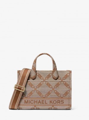 Michael Kors Gigi Small Empire Logo Jacquard Beżowe | SN-MK27291
