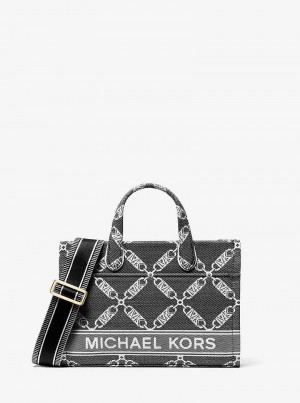 Michael Kors Gigi Small Empire Logo Jacquard Czarne Białe | SN-MK27296