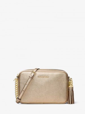 Michael Kors Ginny Metallic Leather Crossbody Złote | SN-MK27222