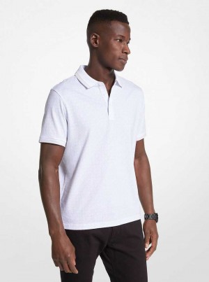 Michael Kors Greenwich Logo Print Cotton Jersey Białe | SN-MK28001