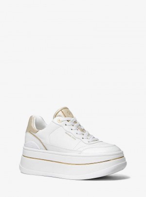 Michael Kors Hayes Leather Platform Złote | SN-MK27395