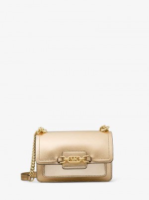 Michael Kors Heather Extra-Small Metallic Leather Złote | SN-MK27217
