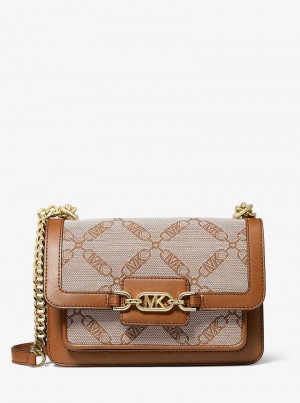 Michael Kors Heather Large Empire Logo Jacquard Beżowe | SN-MK27040