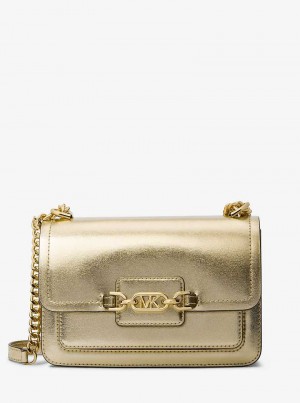 Michael Kors Heather Large Metallic Leather Złote | SN-MK27086