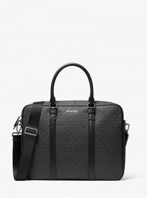 Michael Kors Hudson Logo and Leather Czarne | SN-MK28196
