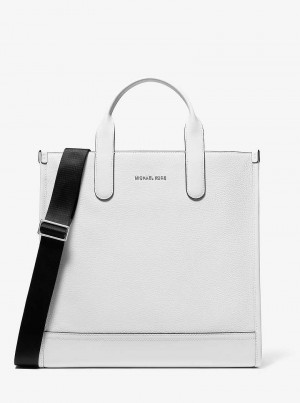 Michael Kors Hudson Pebbled Leather Białe | SN-MK26910