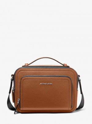 Michael Kors Hudson Pebbled Leather Brązowe | SN-MK28142