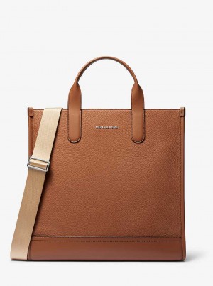 Michael Kors Hudson Pebbled Leather Brązowe | SN-MK26909