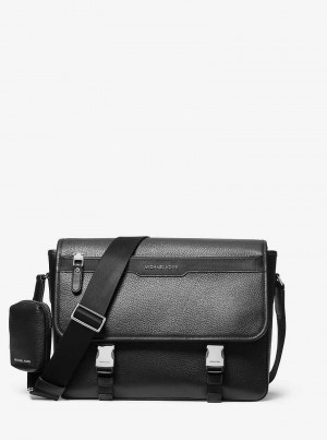 Michael Kors Hudson Pebbled Leather Czarne | SN-MK28115