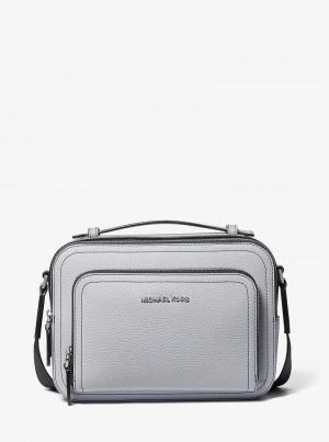 Michael Kors Hudson Pebbled Leather Szare | SN-MK28140