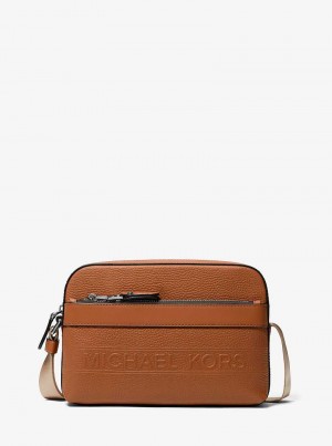 Michael Kors Hudson Pebbled Leather Utility Brązowe | SN-MK28133