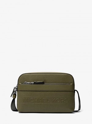 Michael Kors Hudson Pebbled Leather Utility Oliwkowe | SN-MK28134