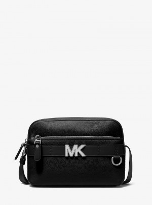 Michael Kors Hudson Pebbled Leather Utility Czarne | SN-MK28144