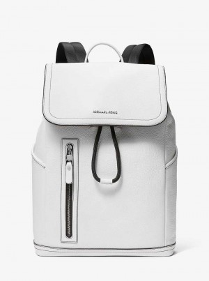 Michael Kors Hudson Pebbled Leather Utility Białe | SN-MK28191