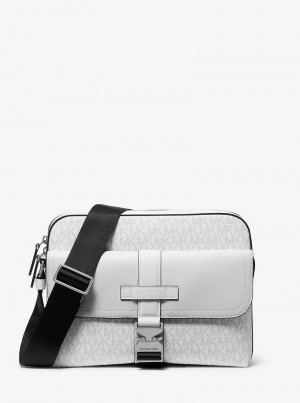 Michael Kors Hudson Signature Logo and Leather Białe | SN-MK28139
