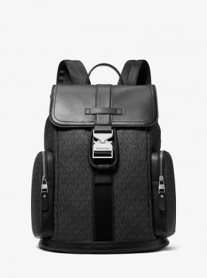 Michael Kors Hudson Signature Logo and Leather Cargo Czarne | SN-MK28194
