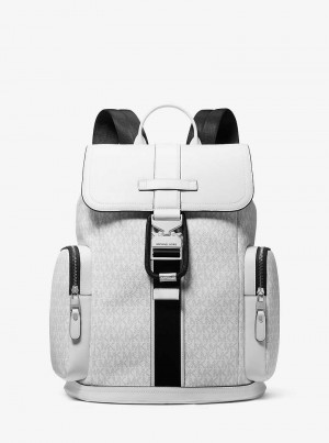Michael Kors Hudson Signature Logo and Leather Cargo Białe | SN-MK28195