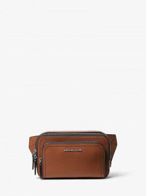 Michael Kors Hudson Small Pebbled Leather Brązowe | SN-MK28136
