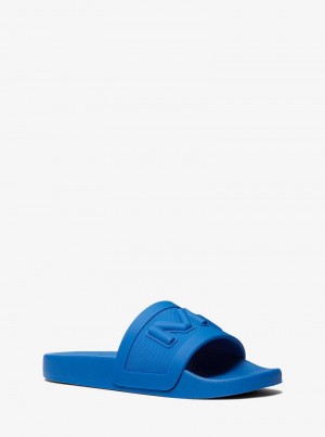 Michael Kors Jake Logo Embossed Rubber Niebieskie | SN-MK28240